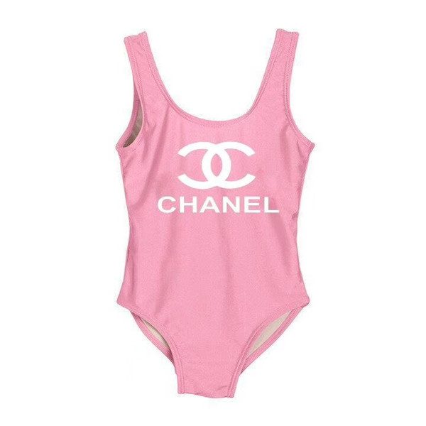 2019 Children swimsuit letters seaside party comfortable children swimsuit solid color soft swimsuit girls letter print swim