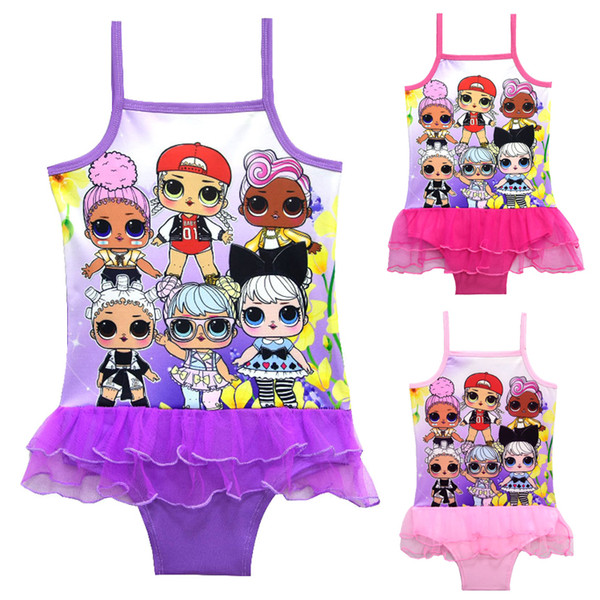 kids swimwear 3 Colors LOL Dolls Printed 3-10t Baby Girls one piece swimsuit Girls designer swimwear bikini SS137