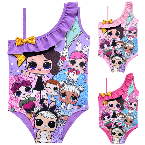 kids swimwear 3 Colors LOL Dolls Printed 3-10t Baby Girls one piece swimsuit Girls designer swimwear bikini SS130