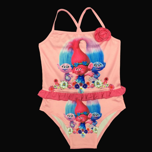 2017 Baby Girls Swimwear Summer Kids One Piece Swimsuit Trolls Children Bathing Suit Kids Girls Swim Suit