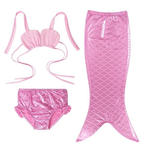 3pcs Girl Bikini Set Rose Pattern Swimwear 2018 Child Girls Mermaid Swim Suit Kids Swimsuit Bathing Suits Dress Cosplay Costume