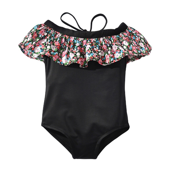 Baby Girl Swimwear Floral Girls Bathsuit One Pieces Off Shoulder Kids Swimsuit Children Beach Bikini Swim Wear Summer Kids Clothing YW2623