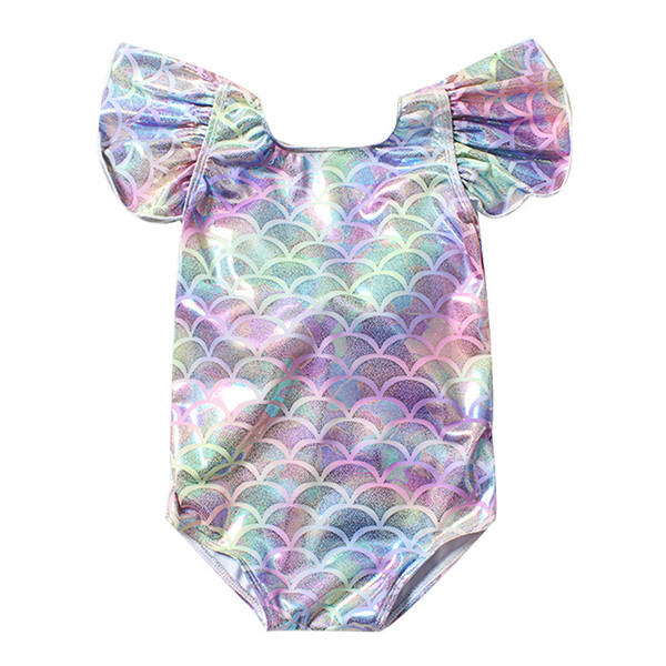 Children's swimsuit One-piece Kids Swimwear girls' conjoined swimsuit bikini Ins gold-stamped cute children's Mermaid swimsuit B11