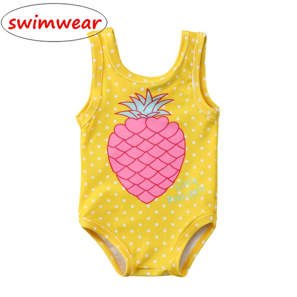 Toddler Girls Pineapple Swimwear Summer Kids INS fruit print Bathing cloth Infant Yellow One-Pieces Swim for 1-4T