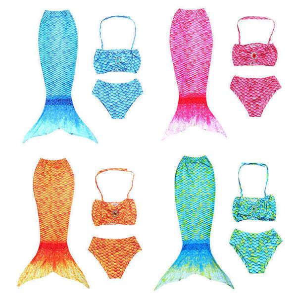 Girls Kids Mermaid Swimsuits 3PCS/Set Mermaid Bikini Sets Girls Beach Mermaid Swimwear Swimming Costumes 7Colors good quality C634