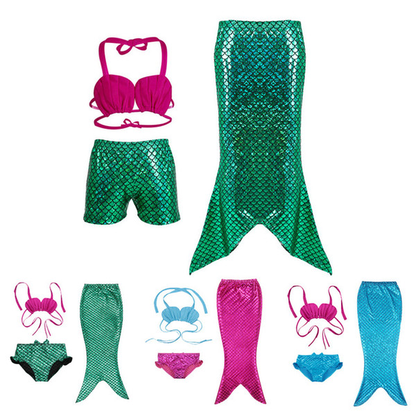 Newest Girls Kids Mermaid tail Swimsuit Children Baby High Quality Swimwear Sets Toddler Infant Beachwear 3pcs Hot Sale