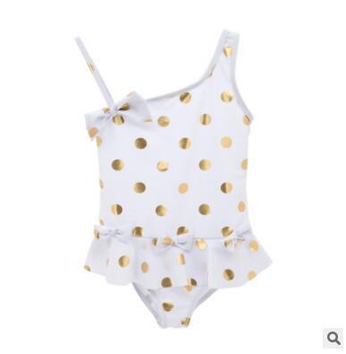 2018 Girl Summer Point Princess Swimsuit One Piece Baby Polyester Swimwear Kids Summer Swim Clothes Baby Clothing AM 007