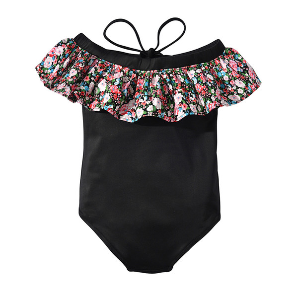 Girls One Piece Swimwear Fashion Summer Baby Girl Clothes Off the Shoulder Halter Baby Girl Swimwear 19041101