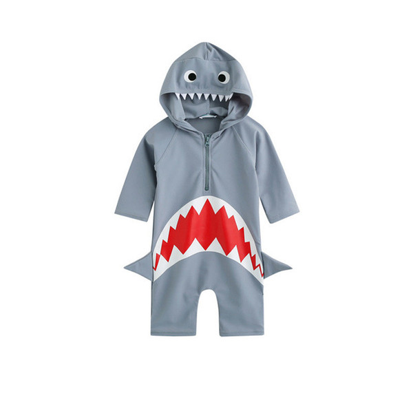 Baby Girls boys Shark Hooded kids Swimwear Infants Swim jumpsuit Beach clothes Hot spring swimsuit for 1-7T