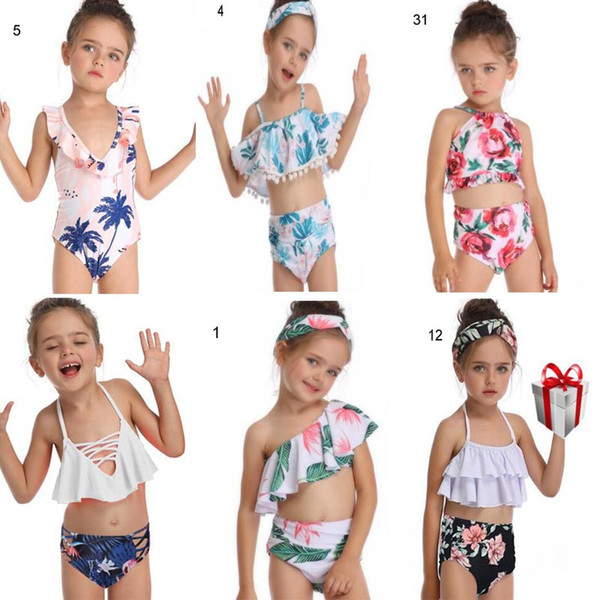 42 styles New hot selling girl kids swimwear summer Girl Flower print swimsuit Beach Bikini free shipping