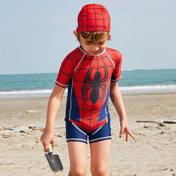 Swimwear Children Boy Swimsuit Two Piece Bathing Suits Swimming Suit Long Sleeve Cartoon Kids Beach Red Blue Surfing Swim Wear