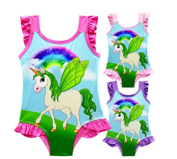 6 design INS Unicorn Swimwear One Piece Bowknot Swimsuit Bikini Big Kids Summer Cartoon Infant Swim Bathing Suits Beachwear