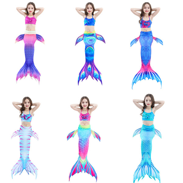 Girls Mermaid Swimsuit Swimwear Mermaid Clothing Swimsuits Bikinis Kids Swimwear Mermaid Tail 3pcs Set Kids Bathing Suits Children Swimming