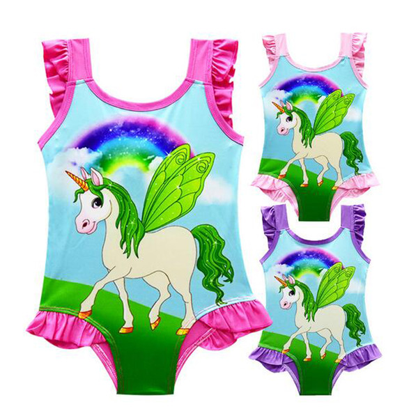 2018 6 design INS Unicorn Swimwear One Piece Bowknot Swimsuit Bikini Big Kids Summer Cartoon Infant Swim Bathing Suits Beachwear