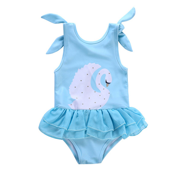 New design baby girls swimsuit swan Flamingo printed babies bathing suit kids one-piece swimwear princess beach clothes