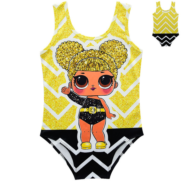 Kids Swimwear Doll Printed Summer Swimming Bathing Suit Baby Bikini Kids One Pieces Surprise Swimsuit Beach Clothing CCA11593 10pcs