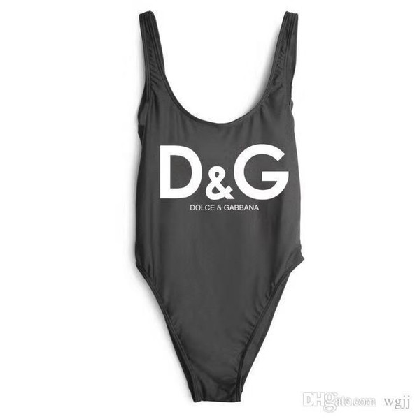 Simple and fashionable high-end one-piece swimsuit printing letter swimsuit children's beach clothing 2T-8T