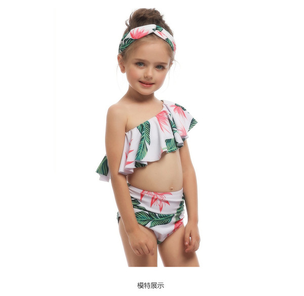 2019 new children's swimwear Europe and the United States explosions shoulder shoulder single fly girls swimwear manufacturers wholesale