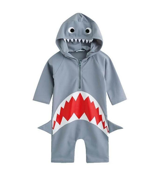 Baby Girls boys Shark Hooded Swimwear Infants Swim jumpsuit Beach clothes Hot spring swimsuit for 3-7T