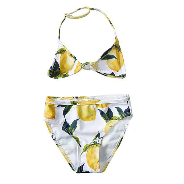 W.L.MONSOON Girls Summer Swimwear Kids Bikini Sicilian Lemon Toddler Swim Wear for Girls Two Piece Children Beach Swimsuit