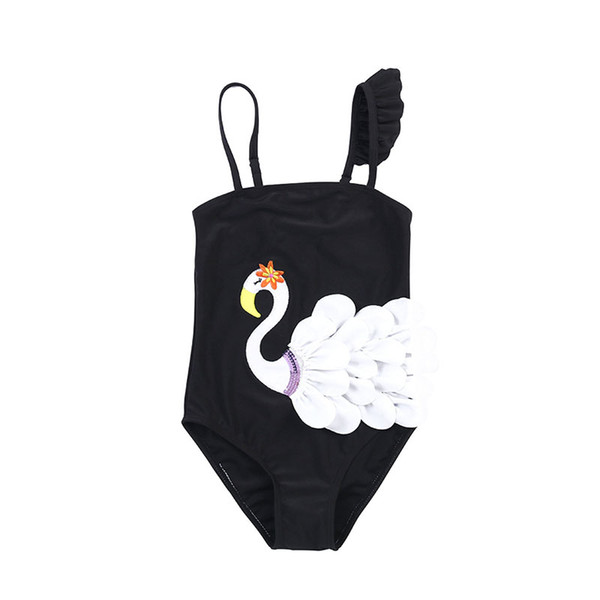 New Swan 3D Printed Pattern Colorful Types Baby Girls One-piece Swan Swimsuit Cartoon Children Swimwear Kids Cute Outdoor Bathing AA1912