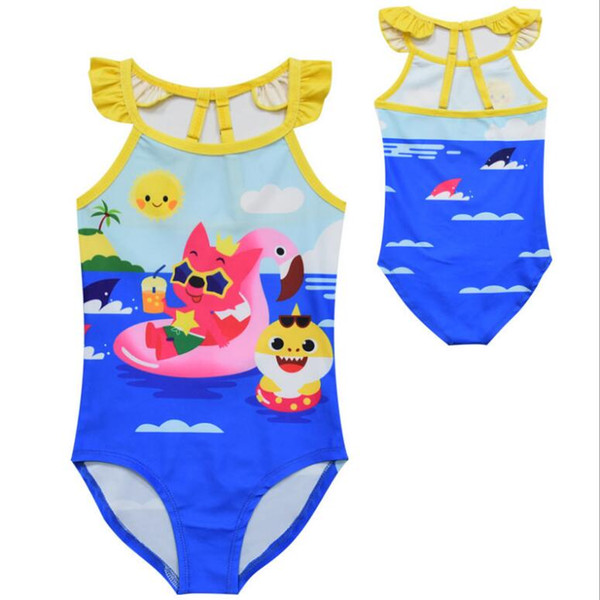 Kids Baby Shark Swimwear Baby Shark Bikini Cartoon Kids Swimsuits One-piece Bikini for Children Beach Bathing Suit Baby Beachwear 20pcs