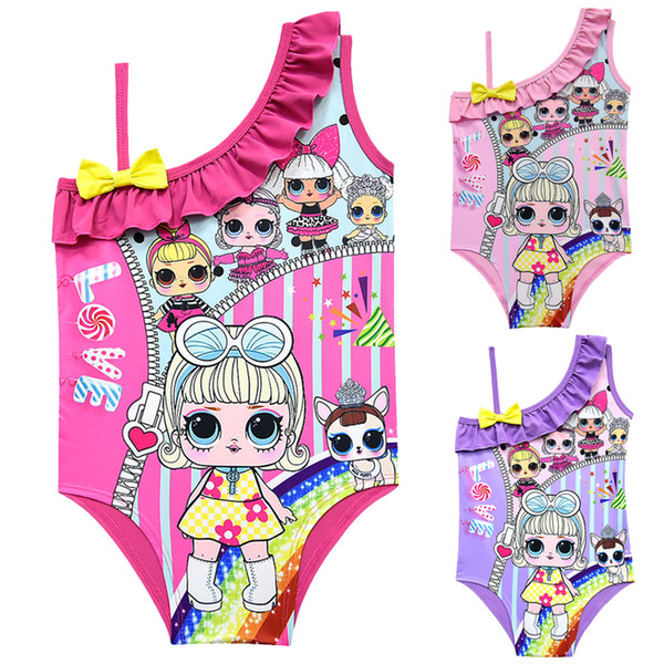 kids swimwear 3 Colors LOL Dolls Printed 3-10t Baby Girls one piece swimsuit Girls designer swimwear bikini SS129