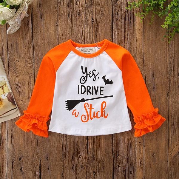 Girls Long Sleeve T-Shirt Autumn European and American Fashion Baby Girl Tutu Sleeve Top New Childrens Letter Casual Top FGY89