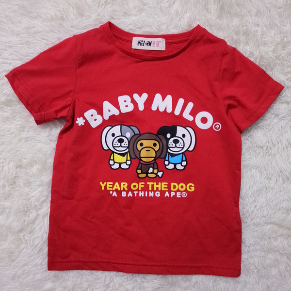 Luxury Logo Brand Kids Clothing Cartoon T-Shirt Short Sleeves Animal Letter Print T-shirt for Baby Girl Boy Clothes