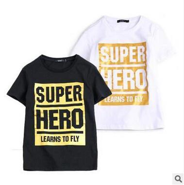 hot selling Boy Black White T-shirt Kid's Children Super Hero Printed Short Sleeve Cotton T-shirt Casual Fashion Soft Tees Summer Tops