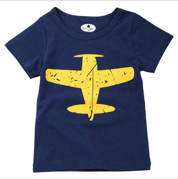 INS Hot Wholesale Cotton Children's T-shirt Summer Short Sleeve Cute Airplane Print Baby Child T-shirt Tees