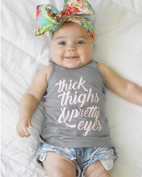 2019 summer new baby vest letter vest thickhighs cotton comfortable Boy and girl T-shirt vest 0-4 years old