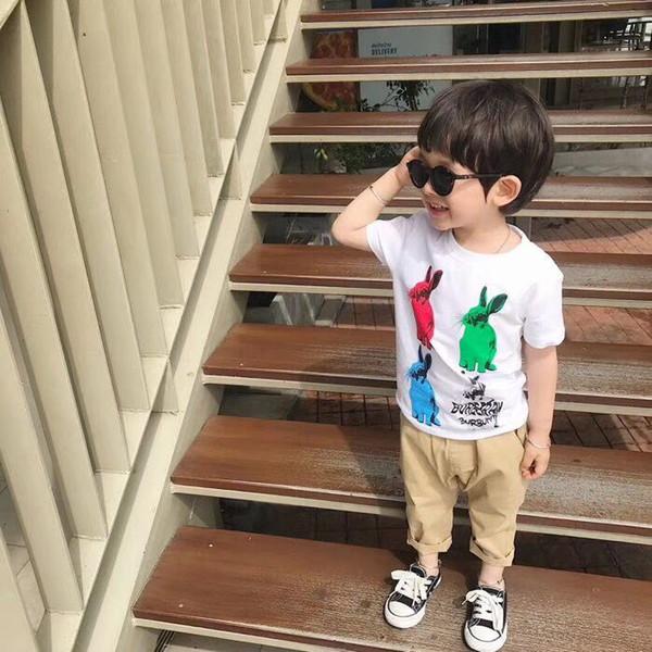 New Fashion Children Infant T shirt 2019 Summer Kid Boys Cartoon rabbits Print Pocket T-shirt Tops