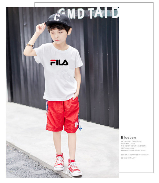 FI brand kids T-shirts 2019 fashion summer childrens FI Letter Printed tshirts Boys Girls cotton short sleeve tops tees Size 100-140