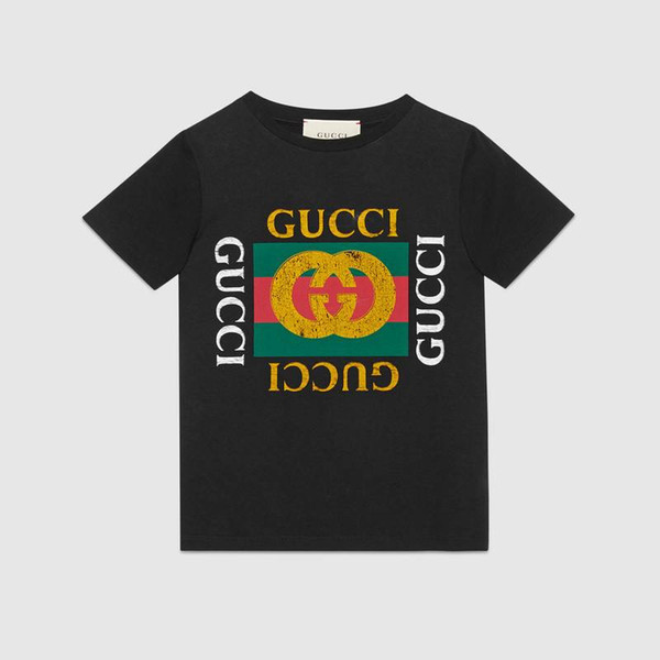 gg brand kids T-shirts 2019 fashion summer childrens Big Block LOGO Printed tshirts Boys Girls cotton short sleeve tops tees Size 100-140