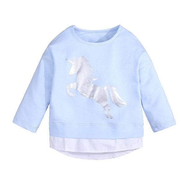 Choses 2018 Autumn Winter Kids Clothes Long Sleeve T Shirts Cartoon Animal Horse Boys Sweatshirts Girls Baby Tees Tops DBT079