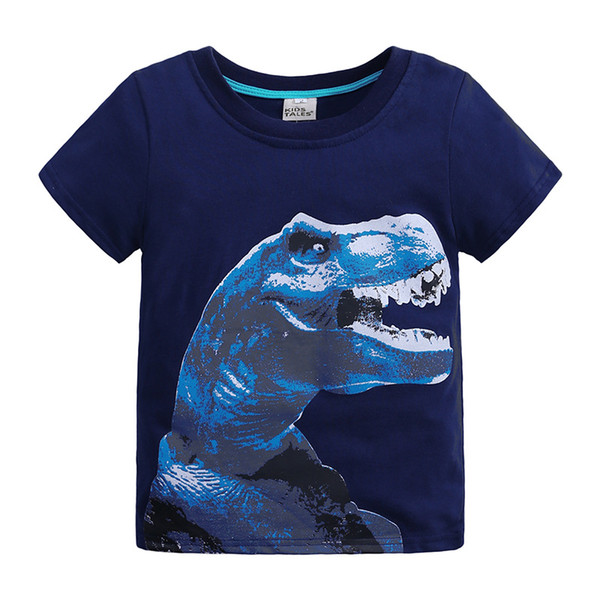 2019European-american style foreign trade children's wear children's short-sleeved T-shirt pure cotton summer dinosaur children's T-shirt