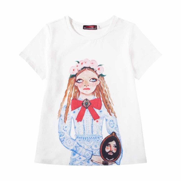 Summer girl digital straight jet printing short sleeve T big head of European and American style T-shirt(6pcs/lot)