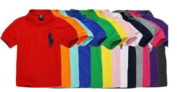 2019 Fashion Kids Polo t Shirt Children Lapel Short sleeves T shirt Boys Tops Clothing Brands Solid Color Tees Girls Classic Cotton T shirts