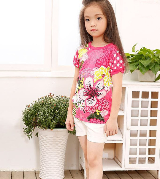 New girl printed T-shirt with short sleeves(6pcs/lot)