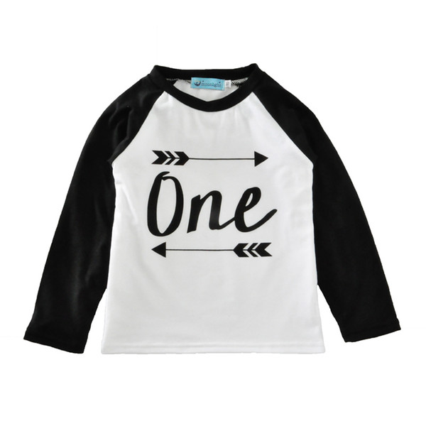 baby boy t shirt long sleeve letter one girls t-shirts tops 2016 spring autumn arrow pattern toddler t shirts for boys clothes brand