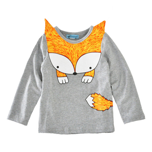 girls t-shirt brand cartoon fox children t-shirts 2016 spring autumn baby boy girl t shirts tops cute animal fox kids clothes