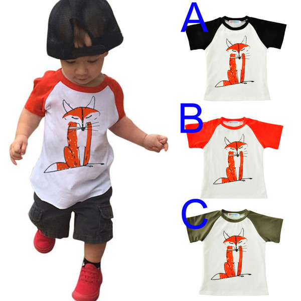 Cartoon Fox Boy Girl T Shirt 2017 New Brand Toddler T-shirt Summer Style Fashion Cute Animal Short Sleeve Baby Tshirts Tops Kids Clothes