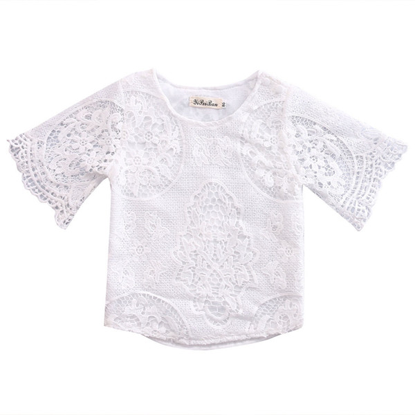 Baby Girls Summer Lace Short Sleeve White Summer Princess T-shirt Toddler Kids Girl Shirt Children Clothes For 3M-3Y