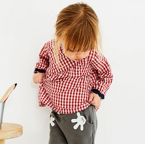 designer baby clothes plaid Blouses for girls vêtements pour enfants cotton animal cotton full sleeve for spring fall children clothing