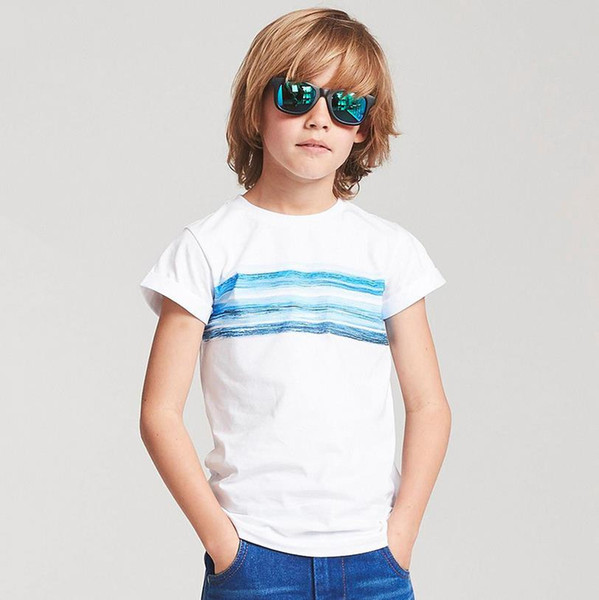 white teenage male boys shirt for summer school students t shirts for boys t-shirt kids short sleeve for summer blue holiday tee wholesale