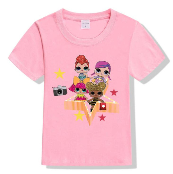 baby summer short sleeve shirts kids lol prints cotton shirt black and pink summer t shirts