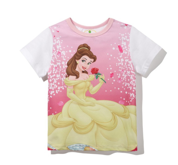 ins hot sale baby girls prints princess t shirt girl boutique cotton short sleeve shirts kids new design tops