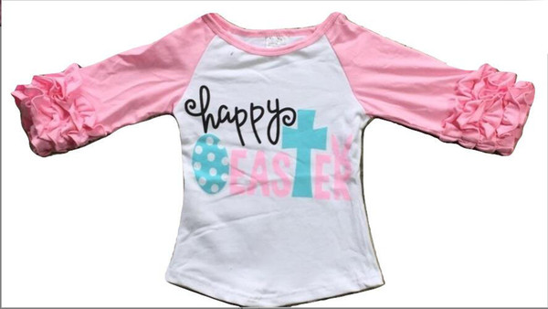 Holiday girls 3/4 sleeve raglans children girls easter day top girls boutique print top raglans