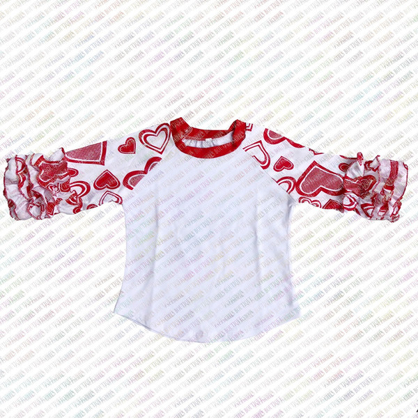 new children valentine's day raglans baby girls top raglans red heart sleeve raglans children girls spring shirts